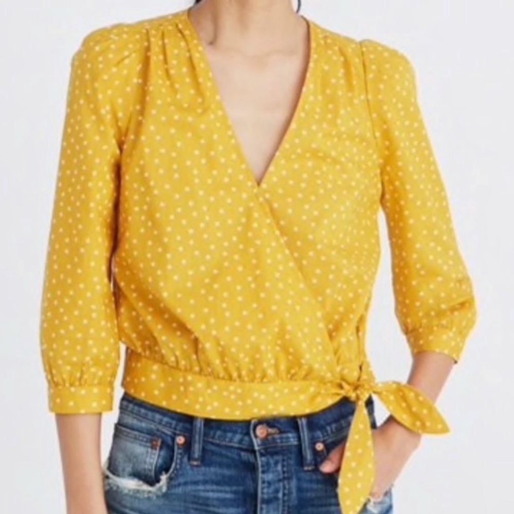 Madewell Yellow Star Scatter Wrap Cotton Top L